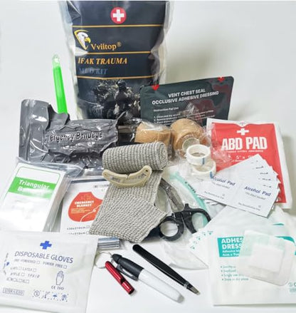 Trauma Refill Kit Med Pack IFAK First Aid | Vented Chest Seal | Israeli Bandage | ABD Pad | Self-Adhesive Bandages | Compressed Gauze | Bleeding Control Pack Feat Med Kits (Superior) - style: Superior
