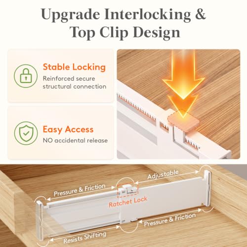 Lifewit 3.2" High Drawer Dividers for Clothes, Adjustable Drawer Organizers - size: 3.2"H, 10.5-16.5"L