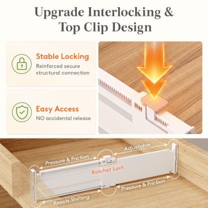 Lifewit 3.2" High Drawer Dividers for Clothes, Adjustable Drawer Organizers - size: 3.2"H, 10.5-16.5"L
