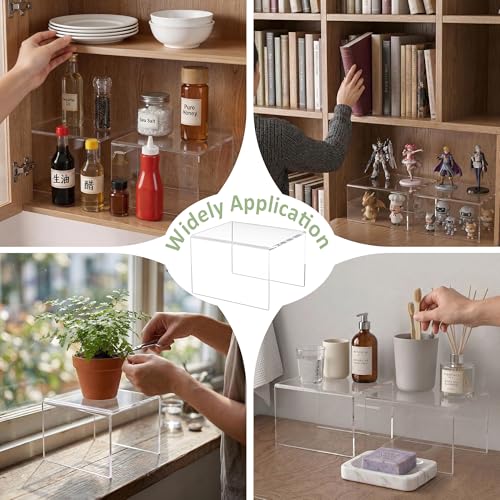 Acrylic Shelf Riser 6x5.1x4 pack of 2, Clear Acrylic Stand for Figure, Cosmetics, Bags, Shoes, Toys, Collectibles, 6x5.1x4 Inch - size: 6x5.1x4 Inch