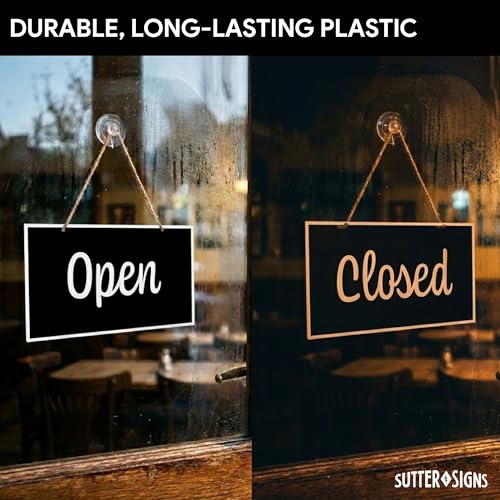 Open Closed Sign for Business, 10" x 6" - color: Black/White