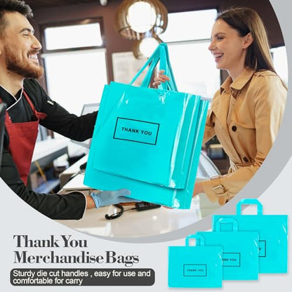 Teling 200 Pcs Thank You Bags with Handle for Business, Blue - color: Blue