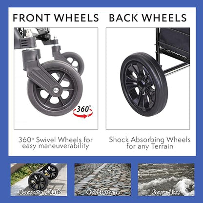 dbest Products Cruiser Cart Deluxe 2 Shopping Grocery Rolling Folding Laundry Basket on Wheels Foldable Utility Trolley Compact Lightweight Collapsible, Black - color: Black, style: Deluxe 2