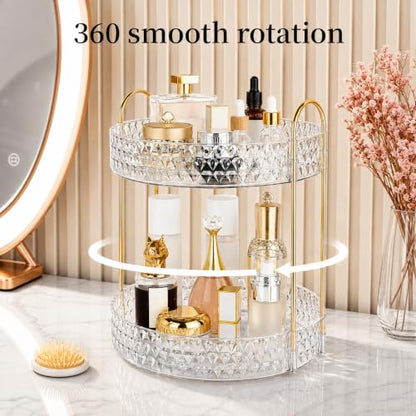 Large Capacity Rotating Makeup Organizer Perfume Stand Holder, 2 Tier Clear - color: Clear, size: 2 Tier (Standard)
