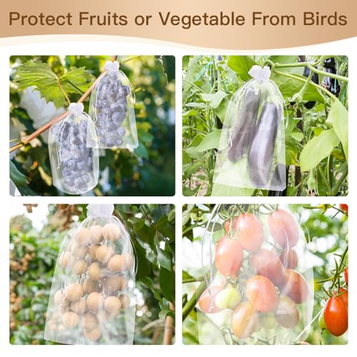 White Organza Bags, 100 PCS Sheer Mesh Bags Drawstring 8x12 Inch, Large Wedding Gift Party Favor Bag, Mesh Gift Candy Goodie Jewelry Fruit Protection Bag for Bathroom Soaps Makeup Christmas Birthday - color: white-100pcs