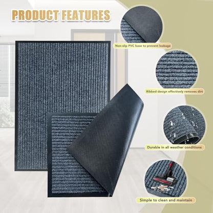 Front Door Mat, 3'x5'Indoor Outdoor Welcome Commercial Floor Mats - size: 36"x60"