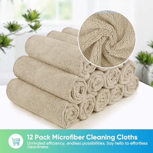 HOMEXCEL Brown Microfiber Cleaning Cloth, Microfiber Towels for Car, 12 PK - color: Brown