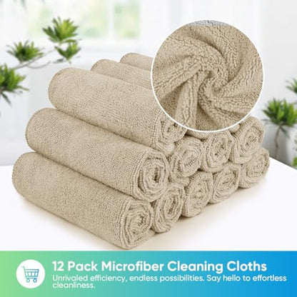 HOMEXCEL Brown Microfiber Cleaning Cloth, Microfiber Towels for Car, 12 PK - color: Brown