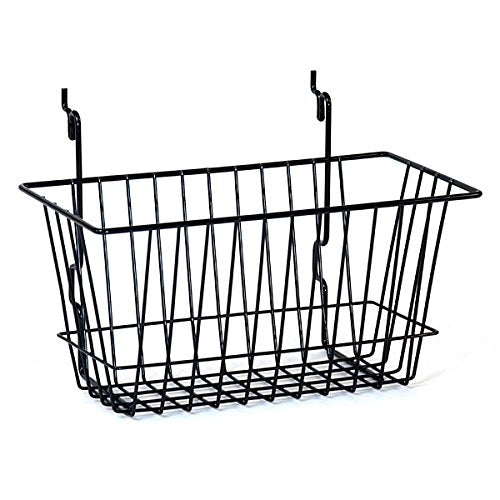 Wire Basket Slatwall Gridwall Pegboard Display Store Fixture Lot of 6 Black NEW