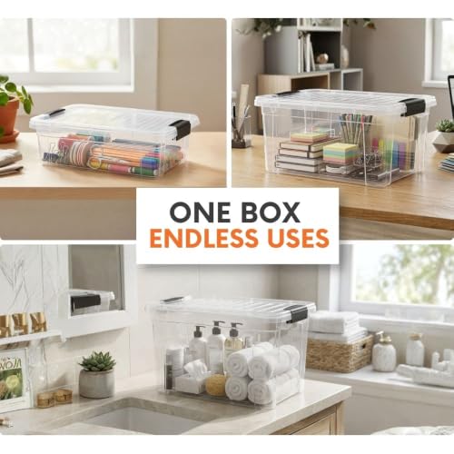 Superio 6.6 Quart Clear Plastic Storage Boxes with Lids, Stackable Organizer Containers, BPA-Free Storage Bins for Home, Office, School & Dorm, 2 Pack - size: 6.6 Quart