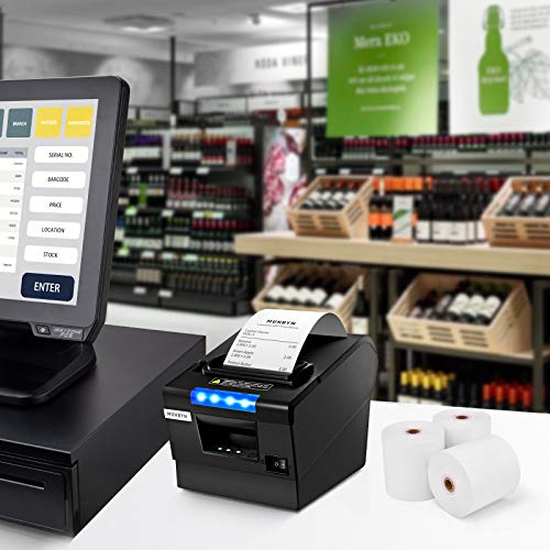 MUNBYN Thermal Paper 3 1/8 x 230ft, 10 Rolls Receipt Paper Work for Star Micronics TSP100 TSP143 Epson 80mm Receipt Printer Square POS Register, 80mm Thermal Receipt Papers, BPA Free, Plus Version - size: 3 1/8" x 230', style: 10 Rolls