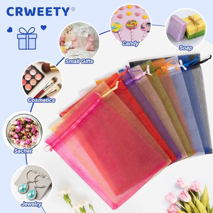 Crweety 50 Pcs Organza Bags 3x4, Royal Blue Small Mesh Gift Bags Drawstring - color: Royal Blue