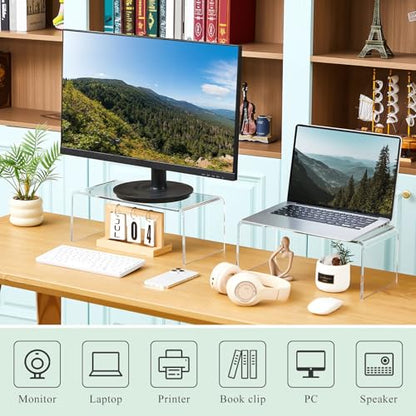 RattanView 2 Pcs 16 Inch Large Clear Acrylic Shelf Riser, 8mm Thick - color: Clear, size: 16 Inch, 8 mm