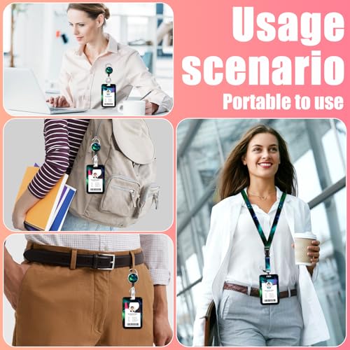 Starry Sky Forest ID Badge Holder with Lanyards, Detachable Lanyards for ID Badges, Retractable Badge Reel with Heavy Duty Clip for Nurse Teacher Office Staff Student - color: Starry Sky