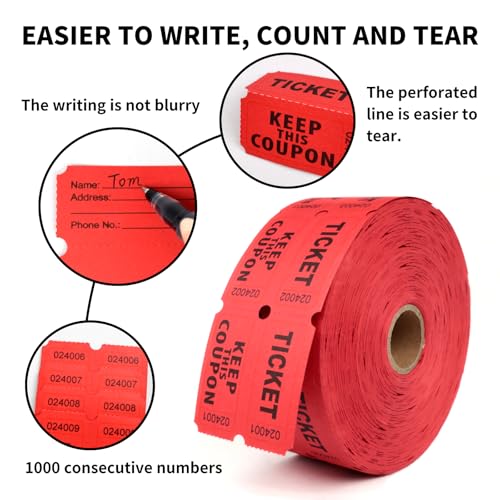4000 Raffle Tickets Double Rolls, 50/50 Raffle Tickets for Events