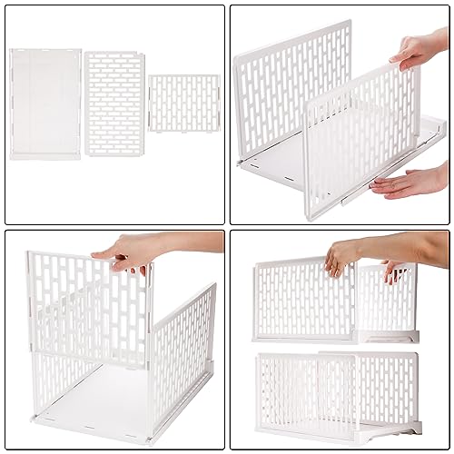 AVLA 4 Pack 38" Stackable Plastic Storage Basket, Plastic Foldable Closet Organizer Storage Bins, Wardrobe Storage Box Clothes Drawer Shelf Container for Cupboard Bedroom Dorm Bathroom Kitchen Office