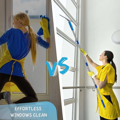 Window Squeegee with Scrubber Kit for Home Glasses Cleaning, 6 Ft Long - size: 6 Ft