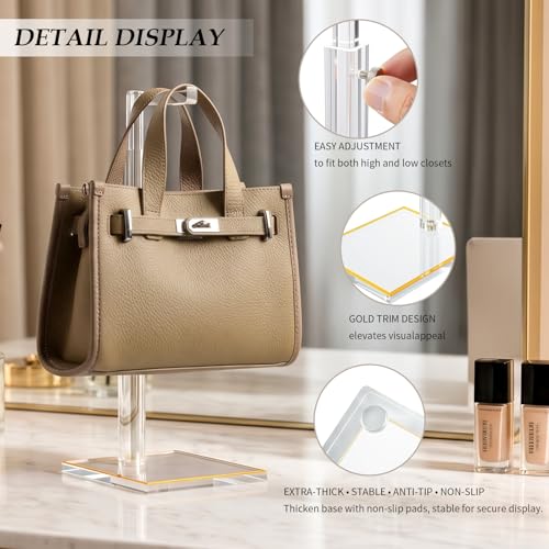 2-Pack Acrylic Purse Display Stands, 14"-24" Adjustable Handbag Holder - size: 2 Pack