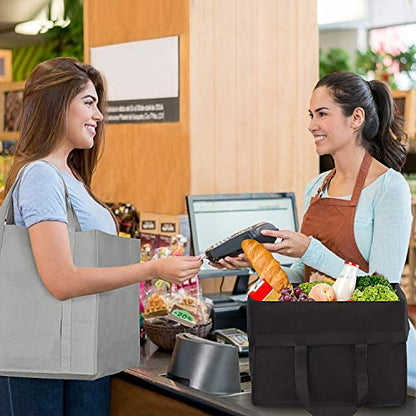 12 Pack Reusable Grocery Shopping Bags Large Foldable Tote Bags Bulk - color: Black, Gray, Green, Purple, Claret, Brown
