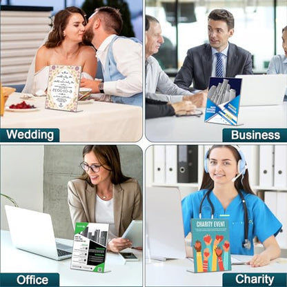 Acrylic Sign Holder 5x7 Inches, 16 Pack Clear Plastic Table Paper Display Stand, L-Shape Vertical Menu Holder Stand, Clear Picture Photo Flyer Display Stand for Restaurants, Store Show, Office Desktop - size: 16 Pack-L Shape-5X7