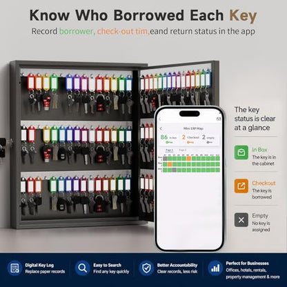 WeHere 90 Key Lock Box Wall Mount, Smart Key Cabinet with Keypad for Office - size: 90-Keys