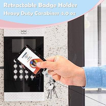 ID Badge Holder with Lanyard,Retractable ID Badge Card Holders Detachable Neck Lanyard Strap with Badge Reel and Vertical ID Holder for Nurse Students Teachers Office Staff(Marble Black) - color: Marble Black