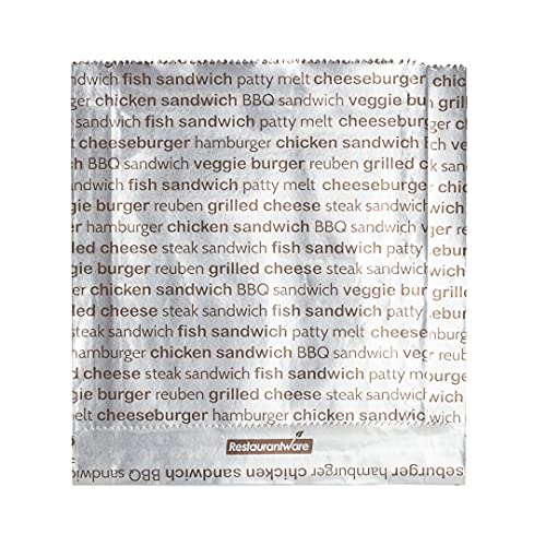 Restaurantware Paper Printed Burger Foil Bag, 5.9 x 1.2 x 6.5 In, 100 Pack - size: 6"