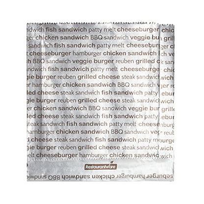 Restaurantware Paper Printed Burger Foil Bag, 5.9 x 1.2 x 6.5 In, 100 Pack - size: 6"