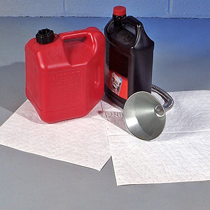 PIG Oil Absorbing Mat Pad in Dispenser Box Absorbs Oil and Fuel Repels Water 14-Ounce Absorbency 15" x 20" Box of 200 MAT485 - style: With Dispenser Box