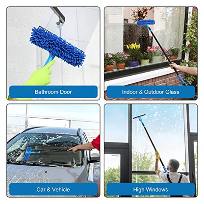 VITEVER Professional 69'' Window Squeegee Cleaner Tool with Extension Pole, 2-in-1 Squeegee for Window Cleaning Kit with Scrubber and Rotating Head, 1 Blade 2 Scrubber (Pack of 2) - size: 69 inches (Pack of 2)