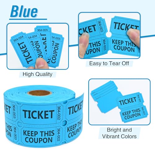 ESSENTIAL 500 Raffle Tickets Double Roll, 50/50 Tickets Roll - color: Blue
