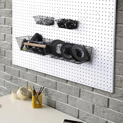 Sieral 4 Pcs Metal Pegboard Baskets Wire Organizer, Small, Large, Black - color: Black, size: Small, Large