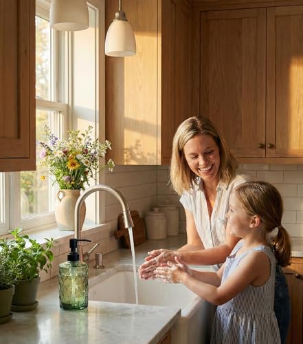 JASAI Forest Green Glass Soap Dispenser with Black Rustproof Pump - color: Forest Green