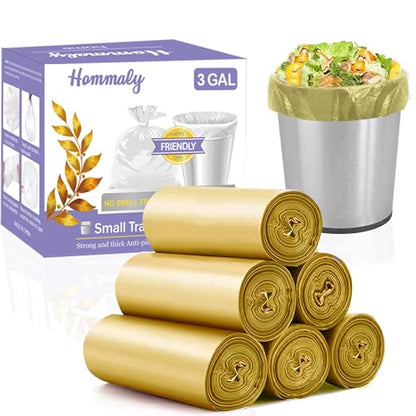 3 Gallon 180pcs Small Gold Trash Bags(Fit 2.6-3.2 Gal) Plastic Strong Gold Garbage Bags, Bathroom Trash Can Bin Liners, Waste Basket Liner, Fit 10-13 Liter, 2.5-2.6 Gallon,3.2Gallon(3-Gold180) - size: 180 Count (Pack of 1), style: 3Gal-Gold-180