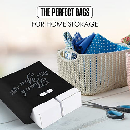 Thank You Merchandise Bags, 1.75 Mil Thick, 20" x 22", 100 Pk, Black, White - color: Black, size: 20" x 22"