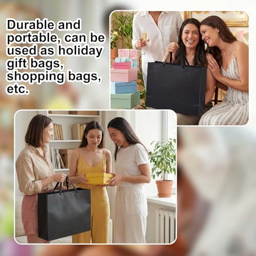 Fuyoooo 20 Pcs 18"x7"x14" Extra Large Gift Bags with Ribbon Handles, Black - color: Black