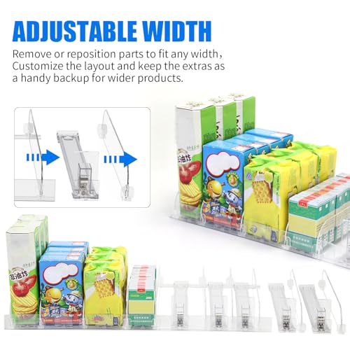 9-Pack Spring Loaded Shelf Pusher System, Adjustable Width for Supermarket, Store, Pharmacy, Auto Push Snack, Cigarette and Medicine Display Organizer, 23.82 in x 11.81 in