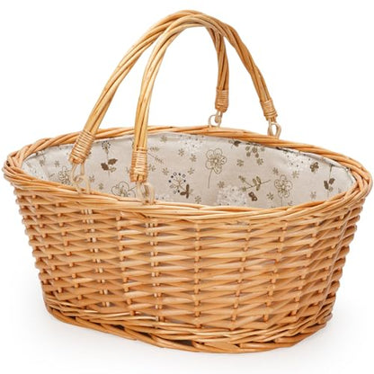 Large Wicker Basket with Handle, Empty Willow Basket,16 Inch,White - color: White