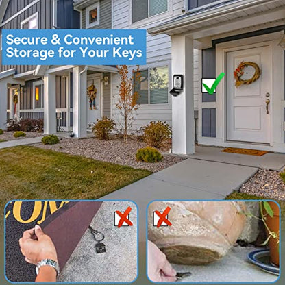 Key Lock Box, Wall Mounted Key Storage Box with 12-Digit Keyboard Combination, Resettable Code, Large Capacity, Waterproof Security Lock Box for Home, Office, Outdoor - style: Generic