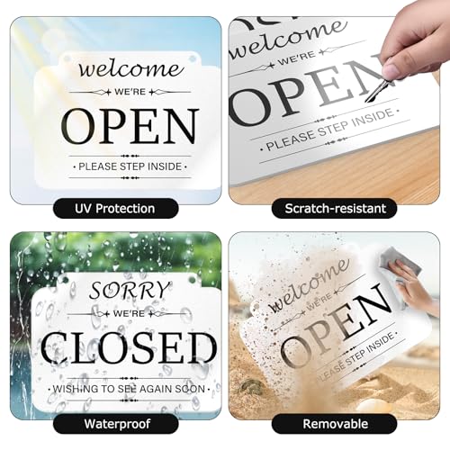 Open Closed Sign for Business, Double-Sided Acrylic, 11 × 7 Inches - color: White