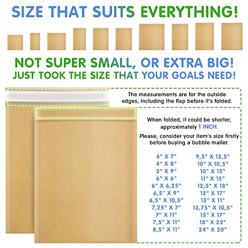 Kraft Bubble Mailers 4 x 7 Inch Natural Brown, Padded Envelopes Self Seal, Pack of 1000, Bubble Lined Kraft Paper Mailing Envelopes for Shipping - color: Brown, size: 4" x 7" / 1000 Pack