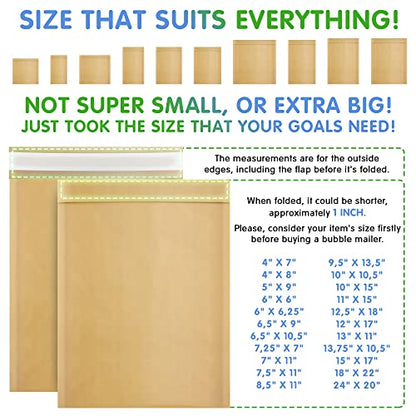 Kraft Bubble Mailers 4 x 7 Inch Natural Brown, Padded Envelopes Self Seal, Pack of 1000, Bubble Lined Kraft Paper Mailing Envelopes for Shipping - color: Brown, size: 4" x 7" / 1000 Pack