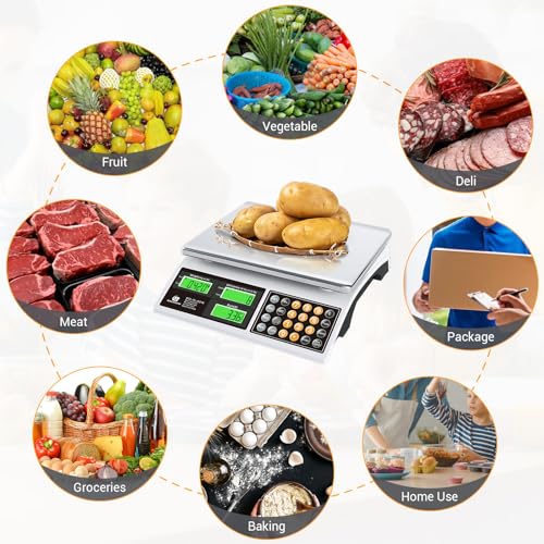 Price Computing Scale 66lb Digital Commercial Produce Scale - color: Stainless Steel Scale Pan-Large Size