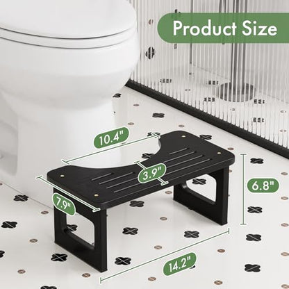 Bathway Squatting Potty Stool, Compact Poop Stool, Bamboo Toilet Stool Squat Adult, Foot Step Stool, Anti-Slip Pooping Stools for Bathroom, Assembly Required,Black, 6.8'' - color: Black, size: 6.8 Inch(Assemble)