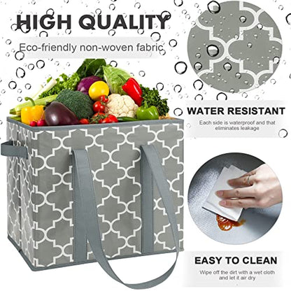 Reusable Grocery Bags 4-Pack Foldable Washable Large Storage Basket, Grey - color: Grey, size: 4 Pack