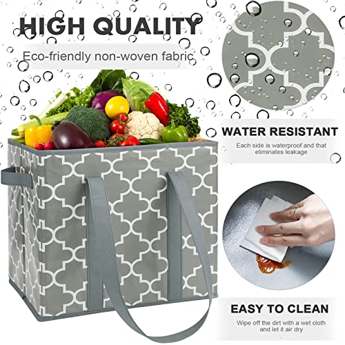 Reusable Grocery Bags 2-Pack Foldable Washable Large Storage Basket, Grey - color: Grey, size: 2 Pack