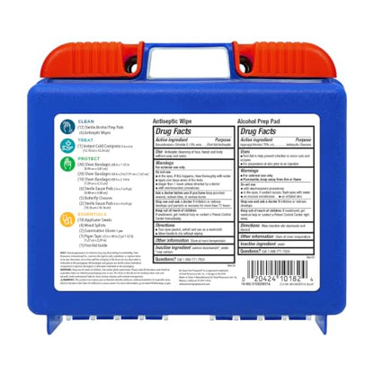 Be Smart Get Prepared 110 pc First Aid Kit: Clean, Treat, Protect Minor Cuts, Home, Office, Car, School, Business, Travel, Emergency, Outdoor, Camping & Sports, FSA/HSA (Packaging may vary) - size: 110 Piece Set