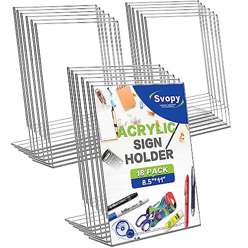 8.5x11 Acrylic Sign Stand Holders, Clear Plastic Table Paper Display Stands - style: 18 pack