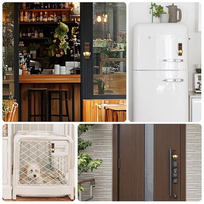 Wooden Door Chime with Brass Bells-Handcrafted Magnetic Shopkeeper's Bell for Entries.No-Tools Installation,Clear Timeless Alert Sound.Suitable for Home,Office,Shop,and Courtyard. (BWalnut)