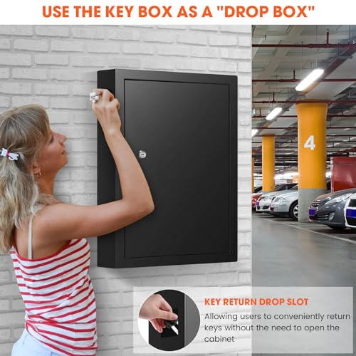 150 Keys Cabinet Organizer Wall Mount with Anti-Theft Deposit Key Slot - color: Black, size: 150 Key Hook